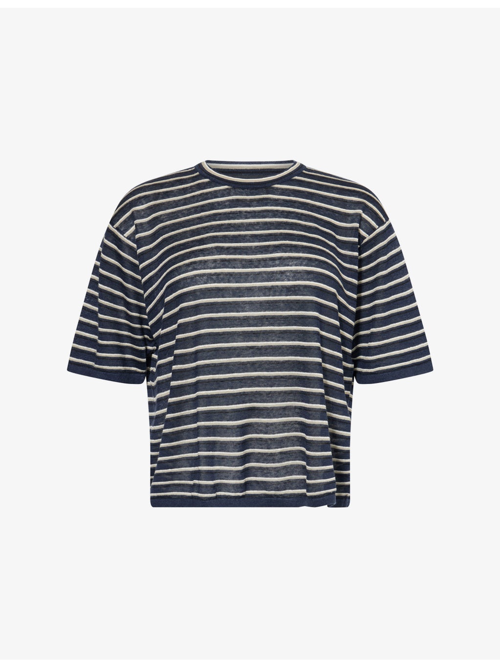 Striped Boyfriend Linen-Blend Knitted T-Shirt - 1