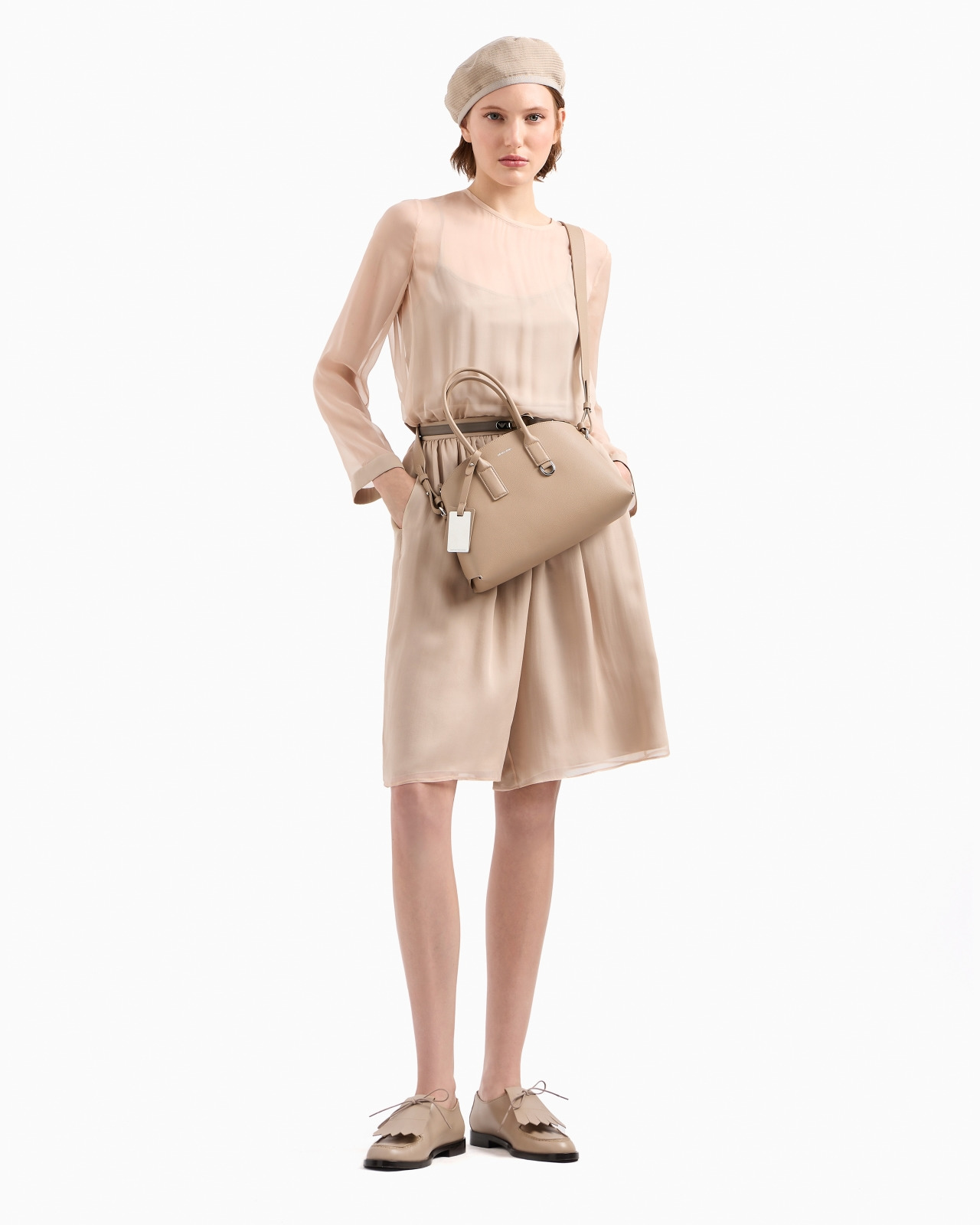 Icon silk chiffon and double georgette short jumpsuit with a two-piece effect - 4
