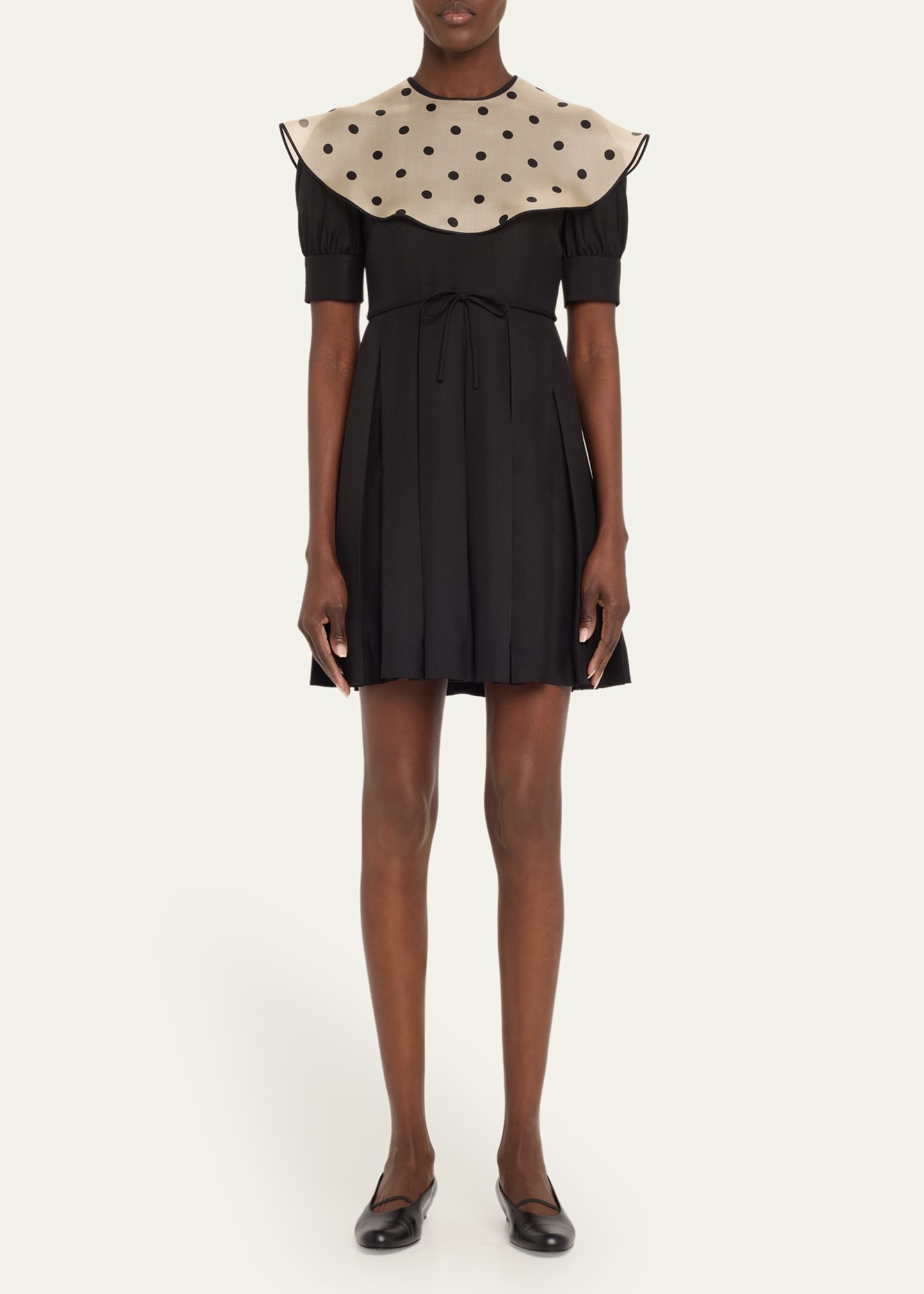 Sheer Polka Dot Neckline Mini Dress - 2