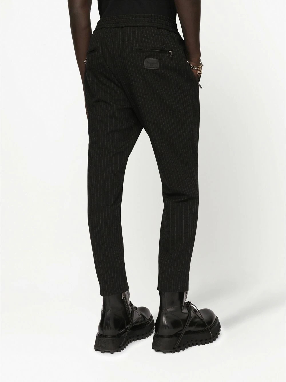 pinstripe tapered track trousers - 4