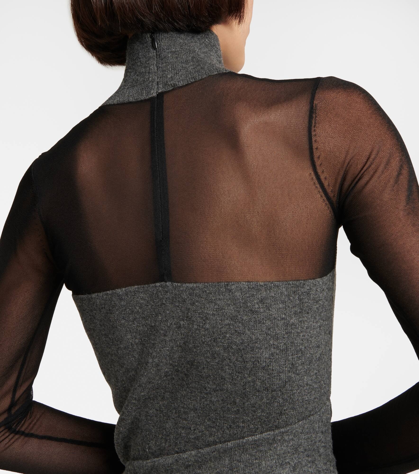 Mesh and wool draped minidress - 6