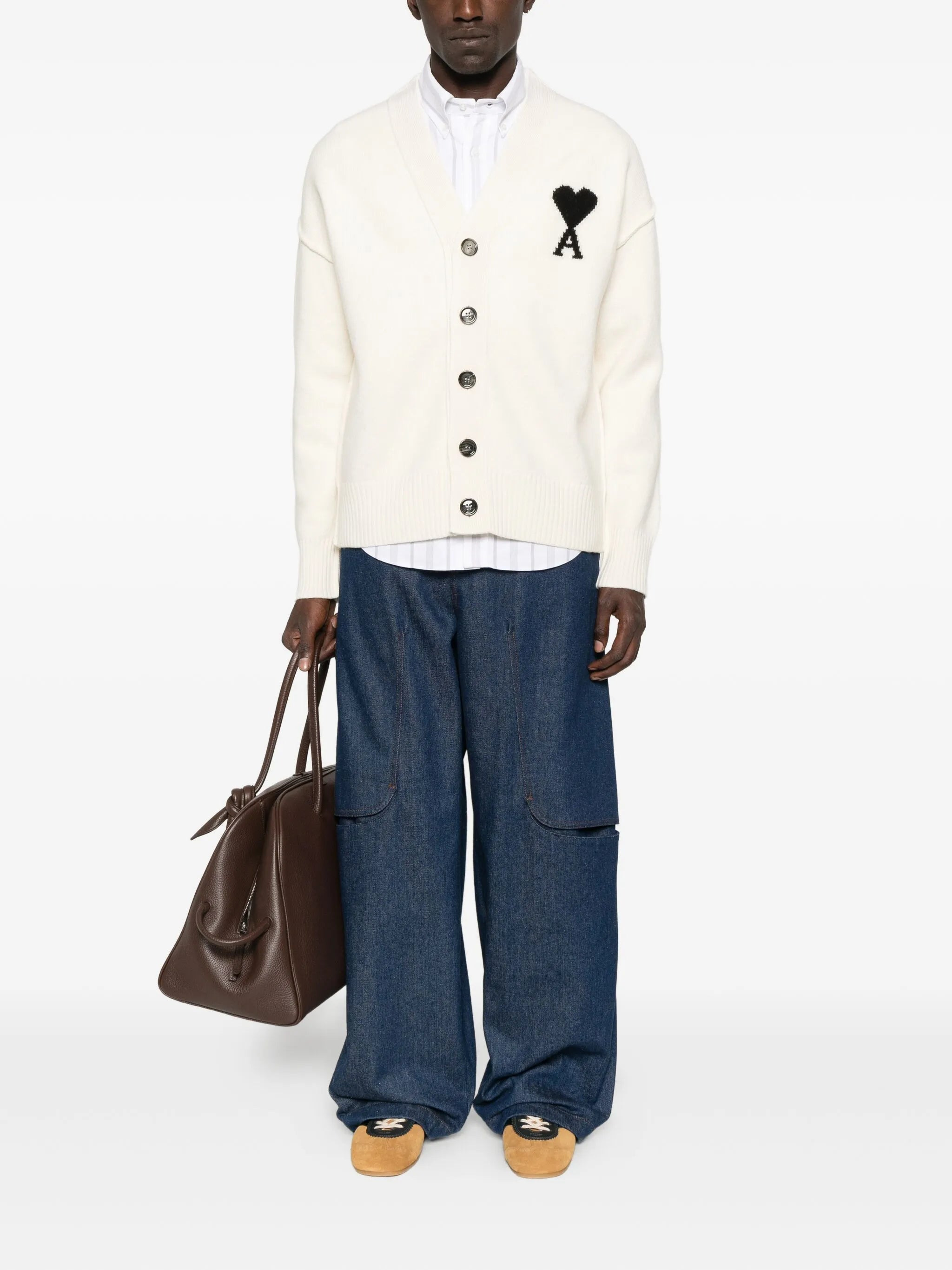 Ami Paris Ami De Coeur Monogram Wool Cardigan - 5