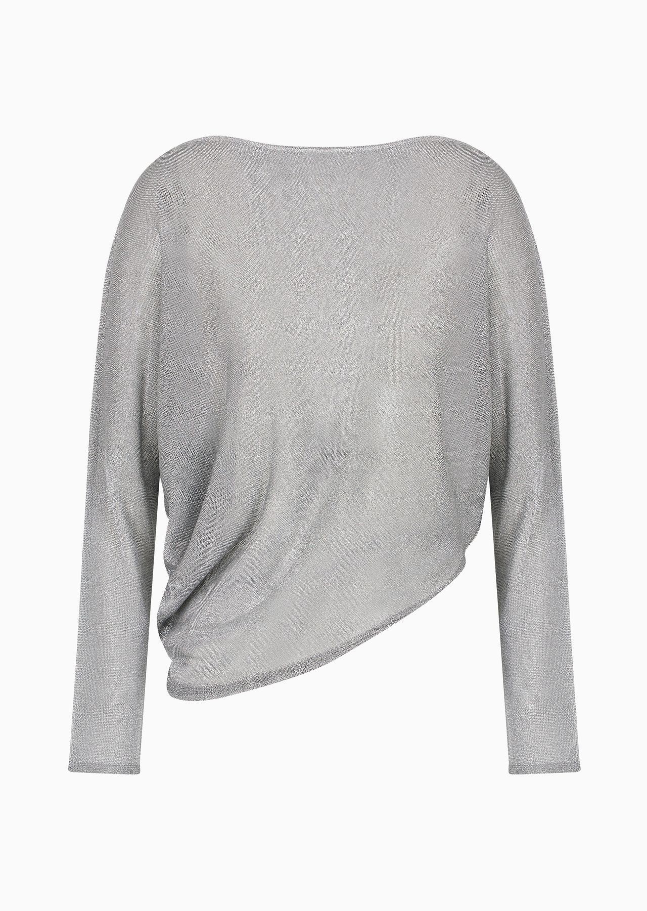 Seamless jumper in laminated mesh with asymmetric hem - 1