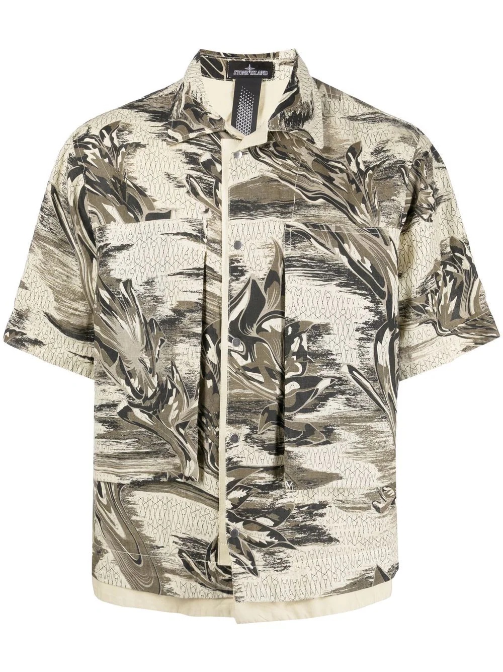 abstract-print short-sleeve shirt - 1