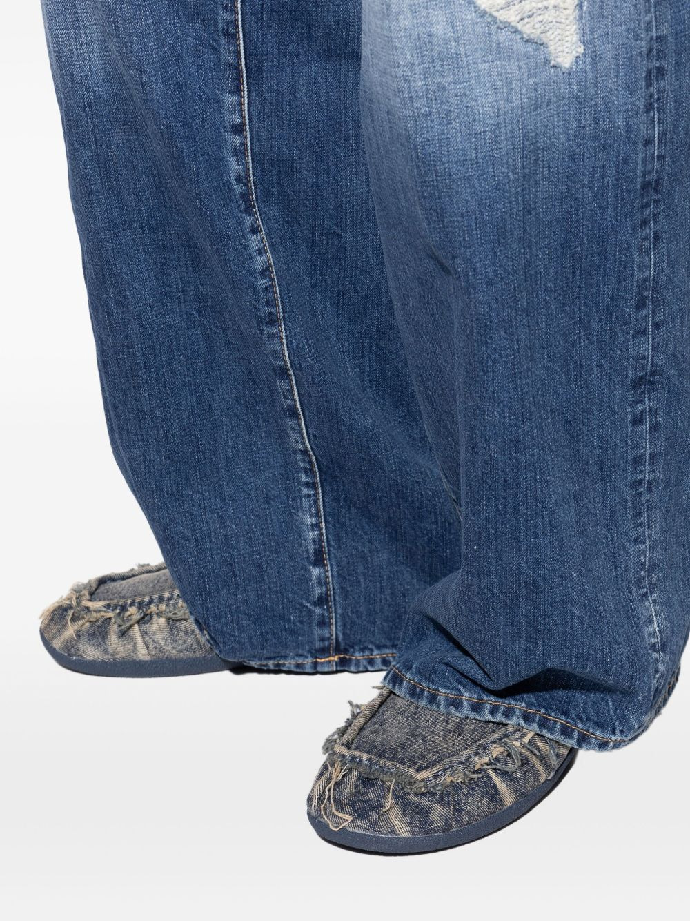 D-Shock frayed denim loafers - 5