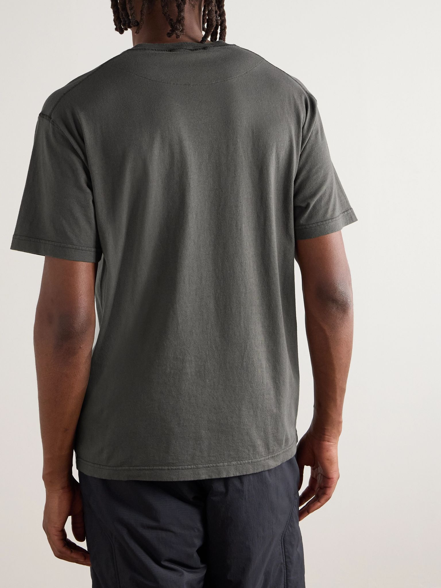 Logo-Appliquéd Cotton-Jersey T-Shirt Gray - 4