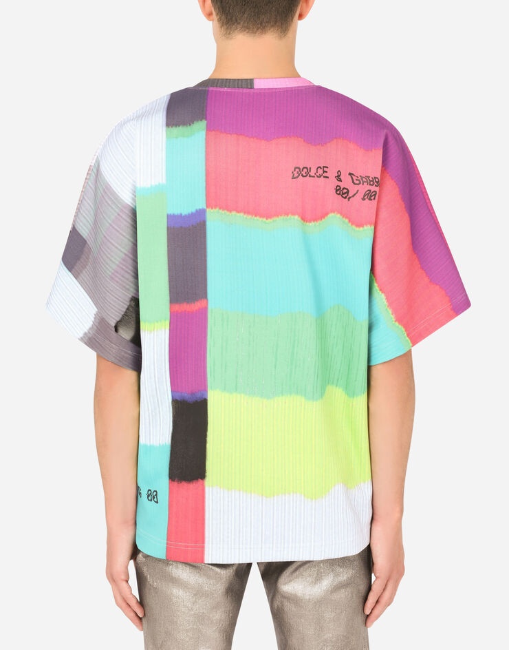 Technical jersey T-shirt with multi-colored glitch print - 2