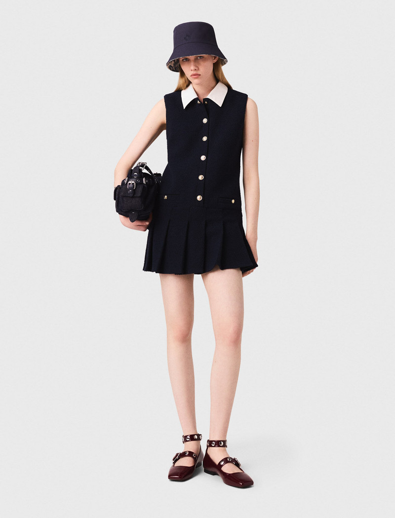 maje Mini tweed dress with removable collar outlook