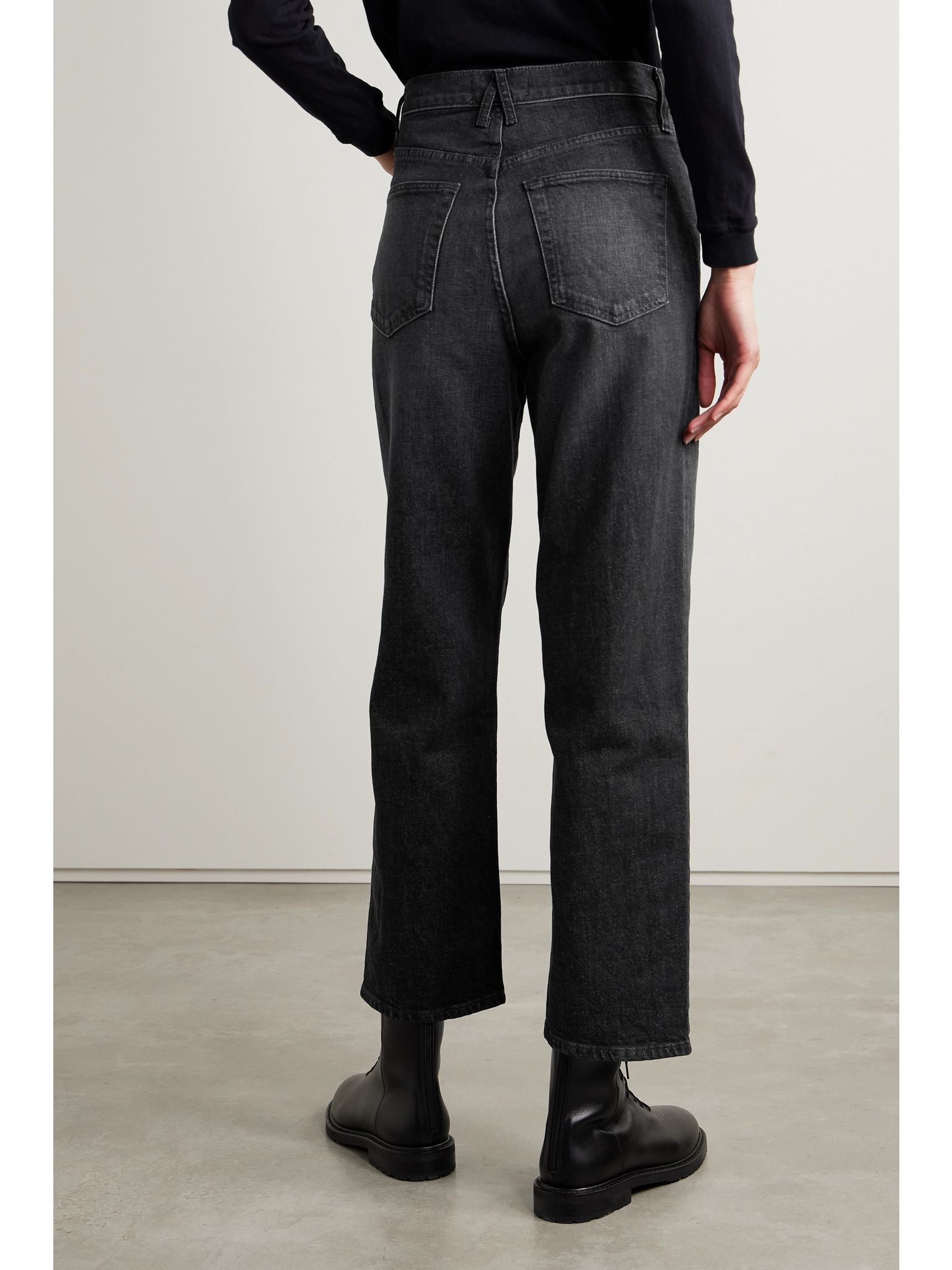 + NET SUSTAIN London cropped high-rise straight-leg organic jeans Black - 4