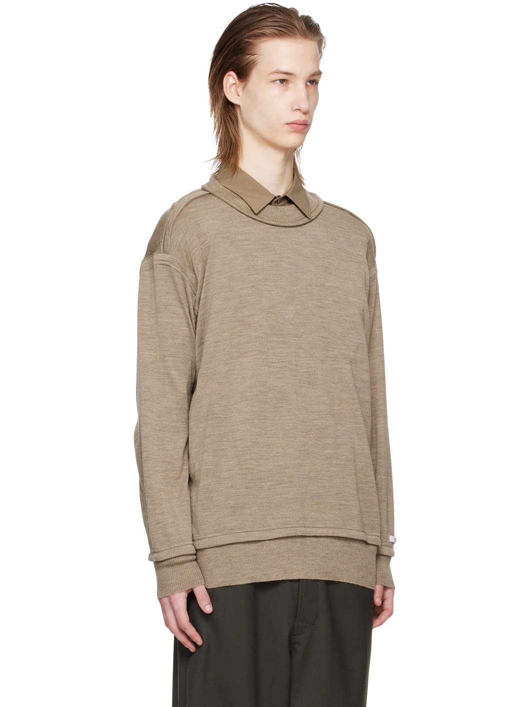 Taupe Exposed Seam Sweater - 2