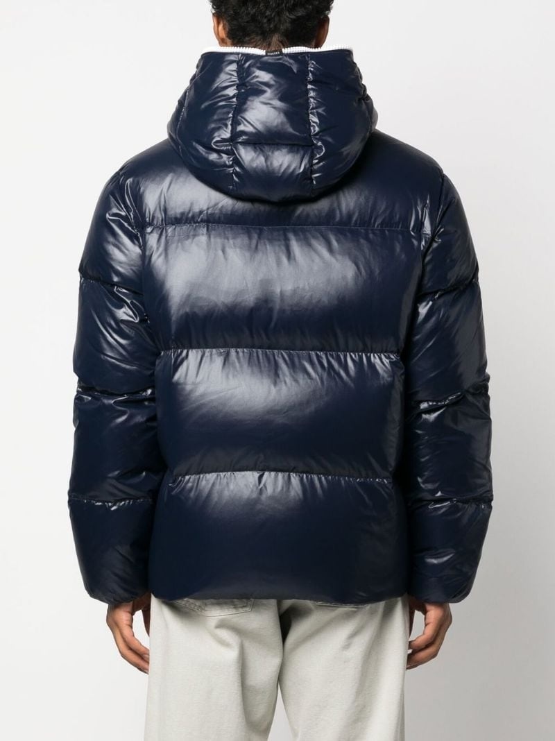 logo-patch feather-down puffer jacket - 4