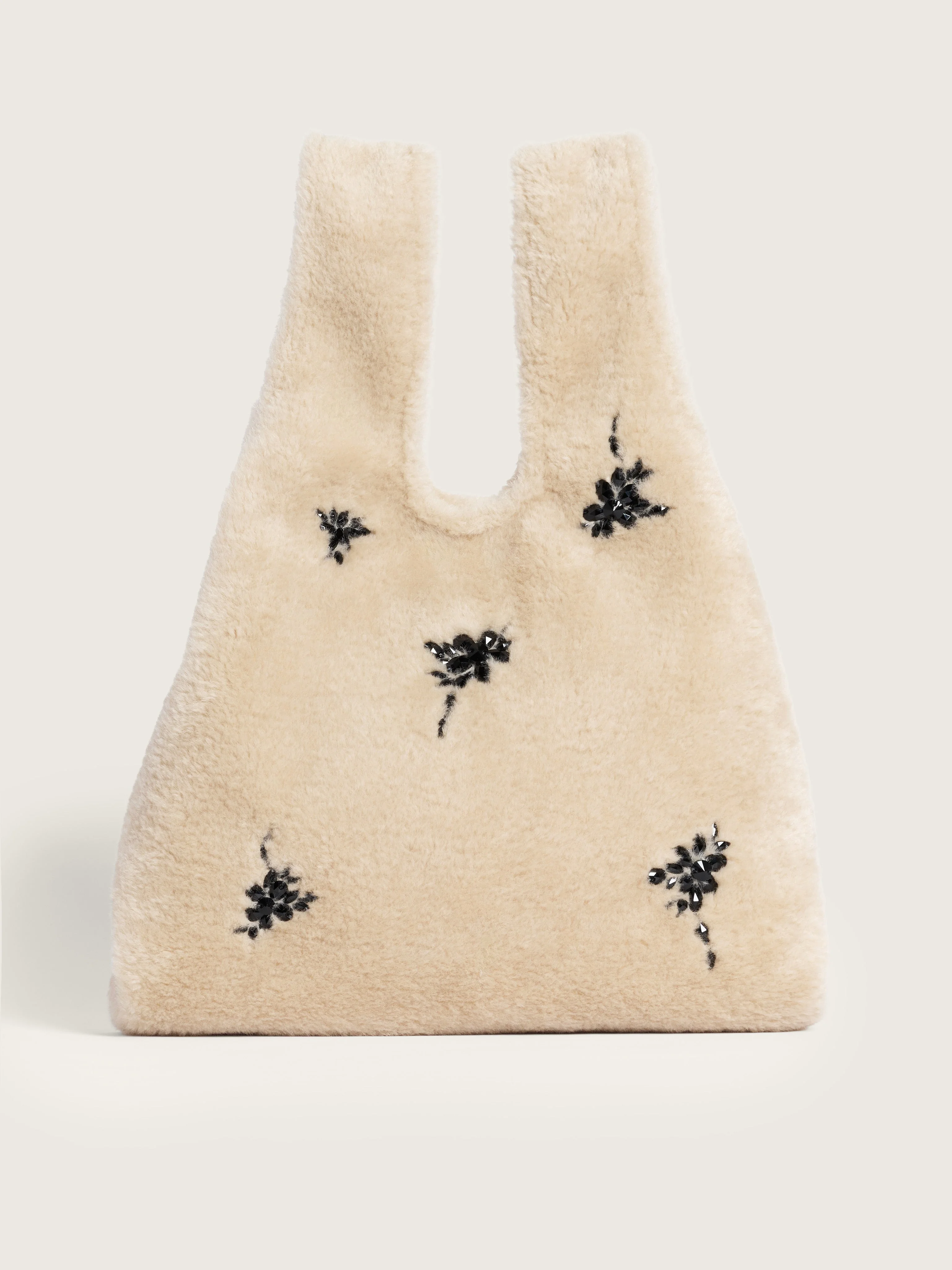 Embellished Faux Fur Shopper Bag - 1