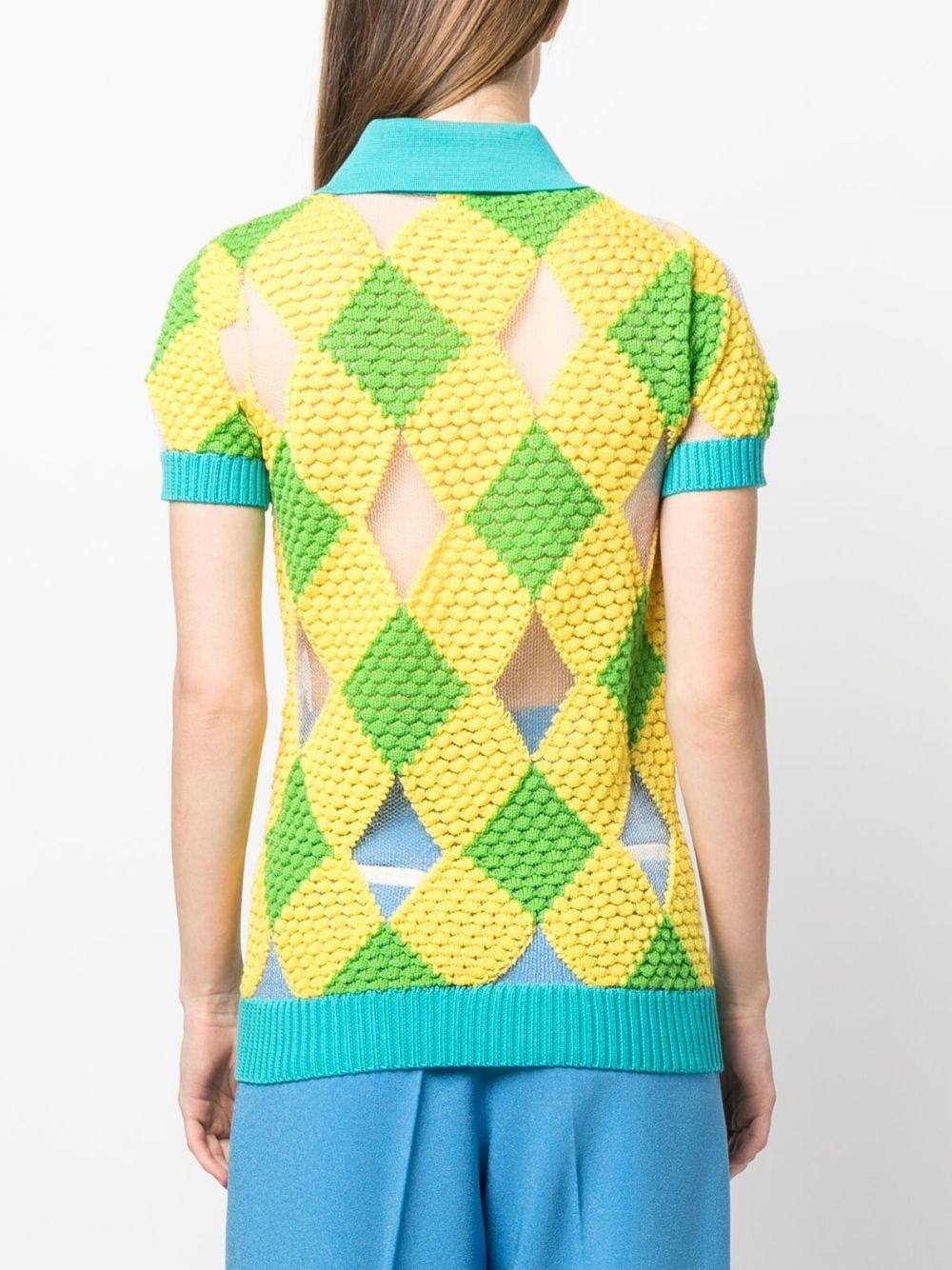 geometric-pattern knitted polo shirt - 4