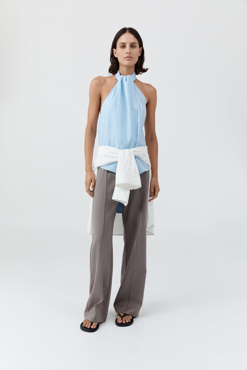Oxford Halter Tie Back Top - Ciel Blue 6