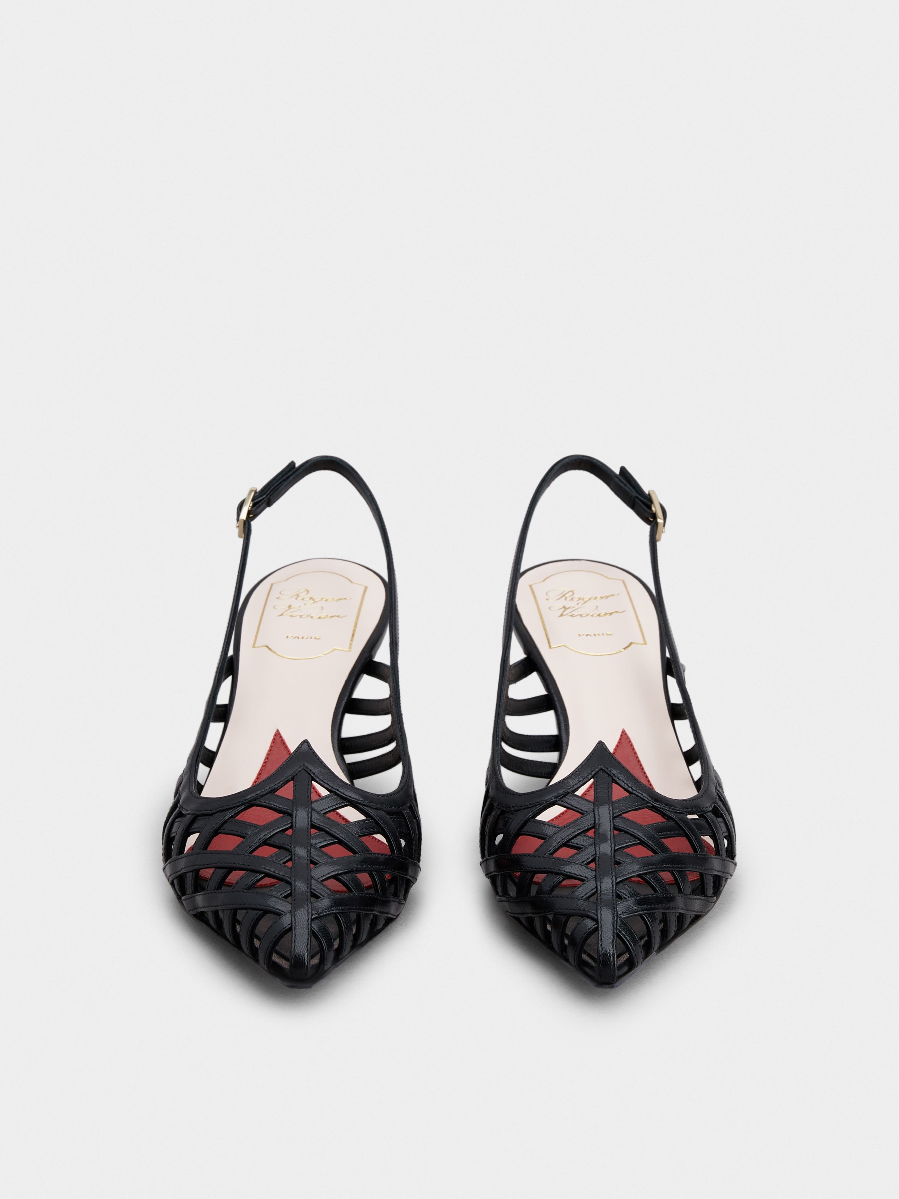 I Love Vivier Multistrap Slingback Pumps in Leather - 7