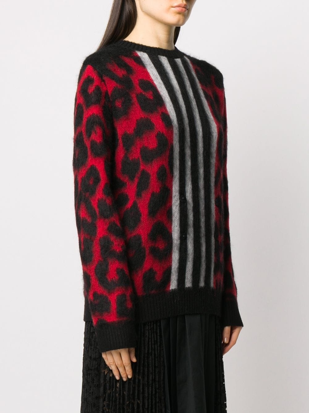 leopard pattern striped jumper - 3