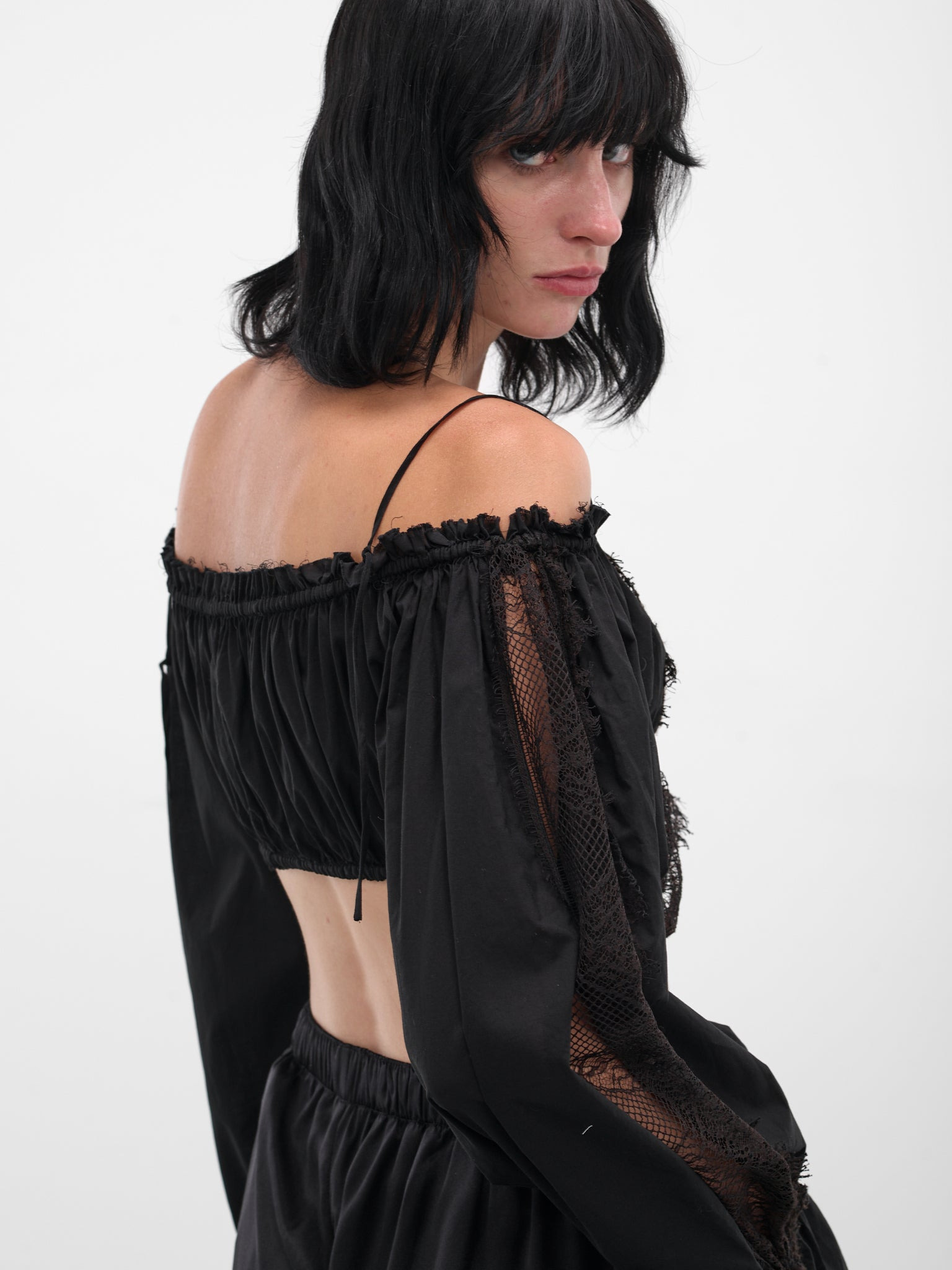 Black Jorunn Lace Crop Top - 5