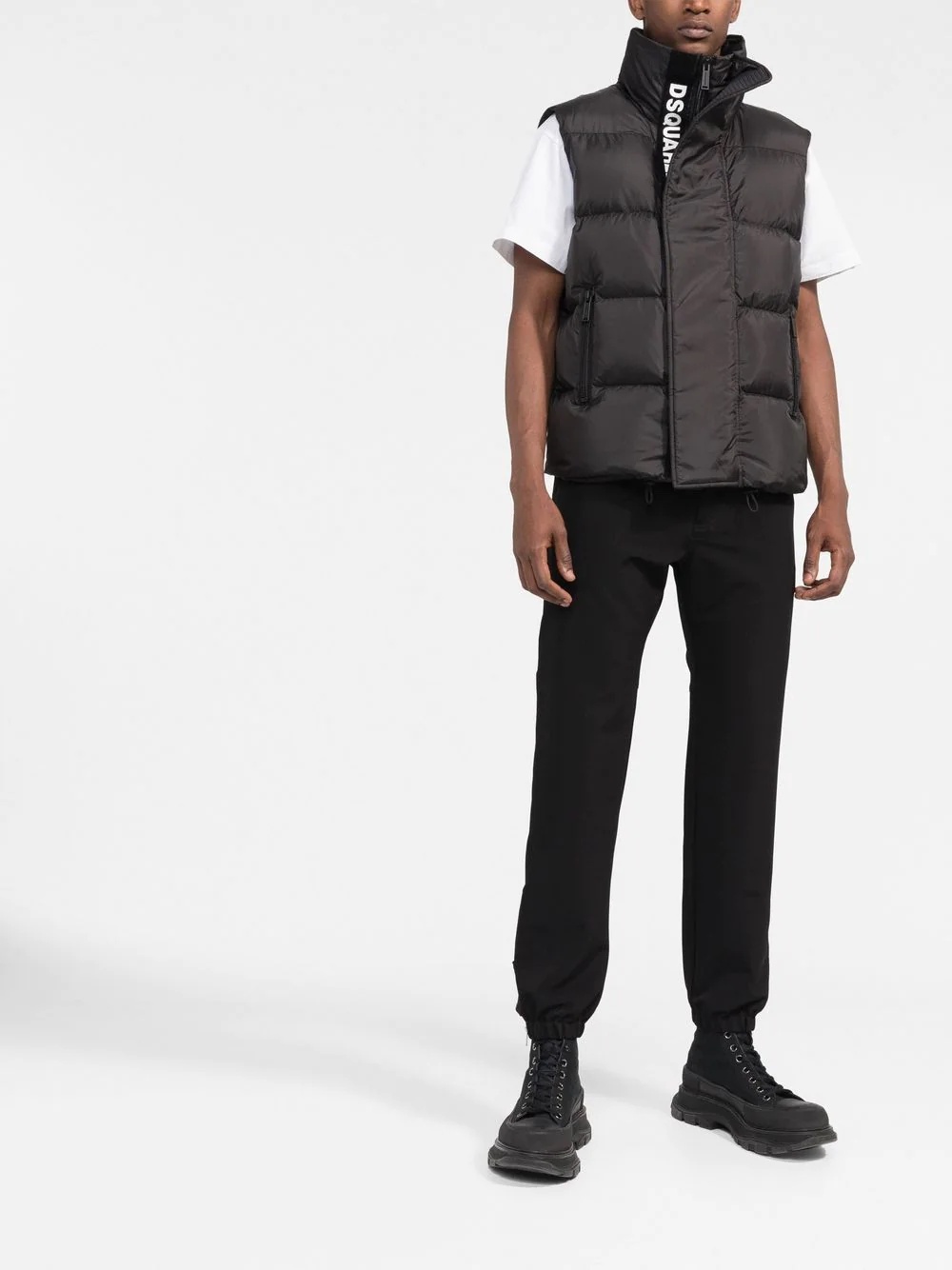 funnel-neck padded gilet - 2