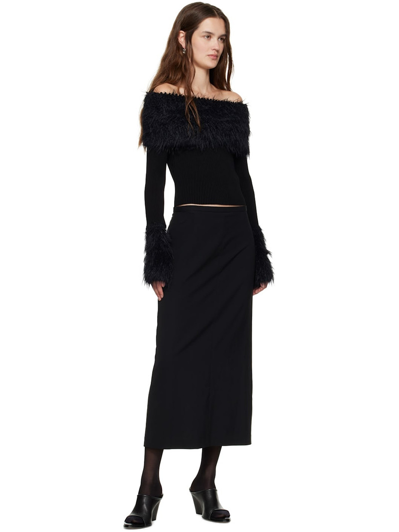 Jean Paul Gaultier Black Viscose Ribbed & Hairy Sweater outlook