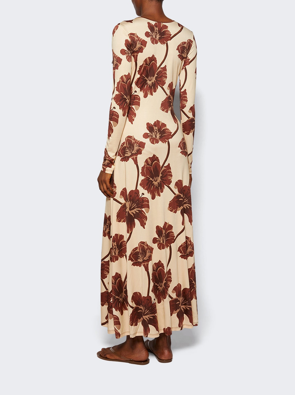 Alma Bordada Ankle Dress Ecru And Chocolate - 4