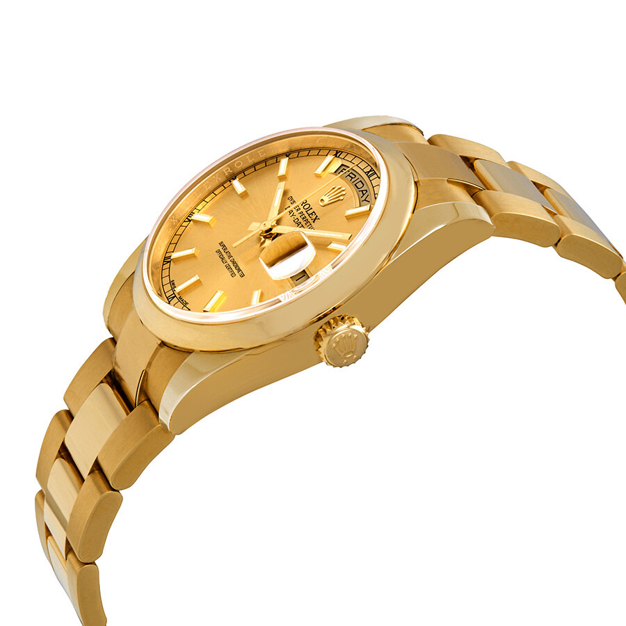 Rolex Day-Date Champagne Dial 18K Yellow Gold Oyster Bracelet Automatic Men's Watch 118208CSO - 2