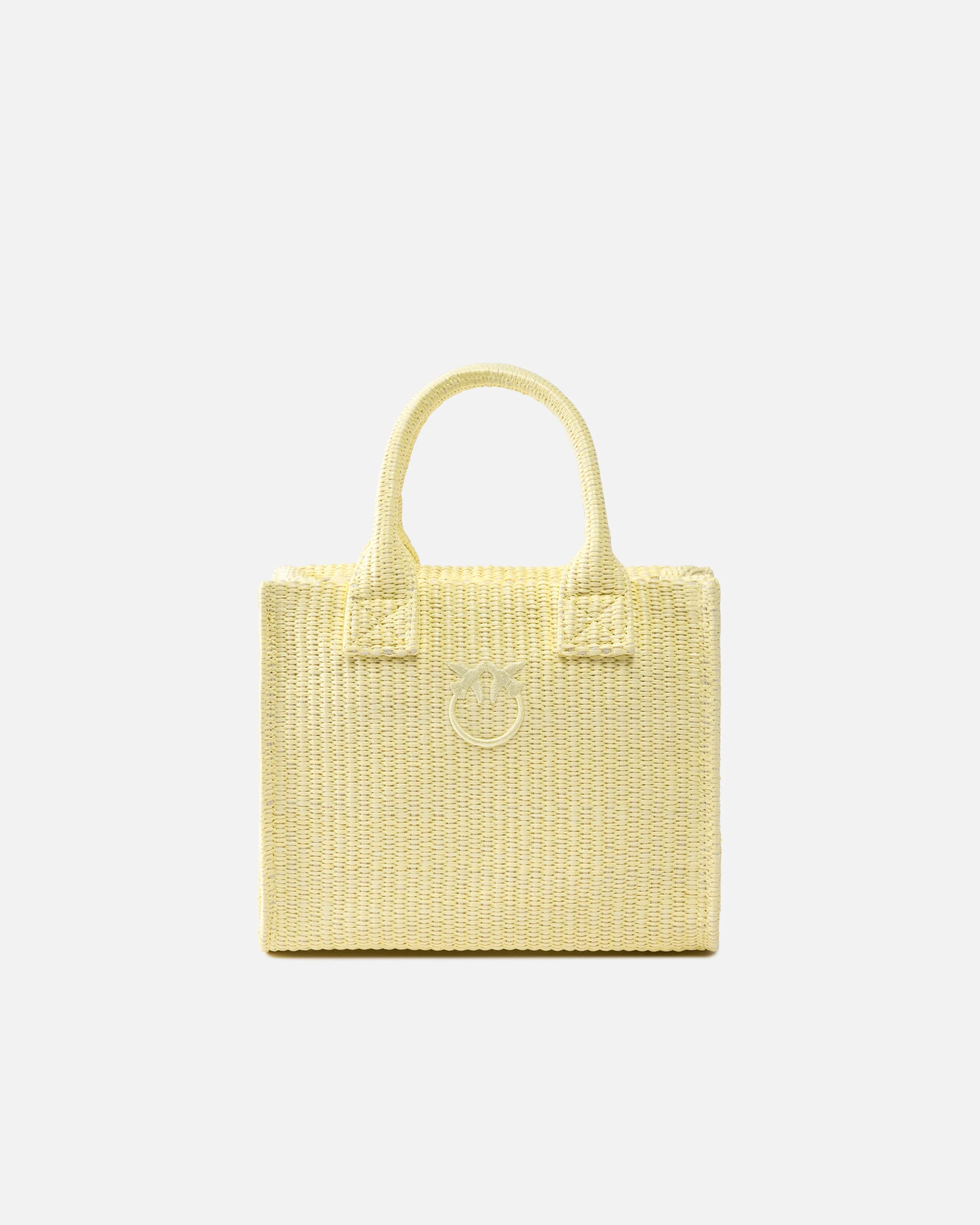 BEACH SMALL SHOPPING TOTE IN RAFFIA WITH LOVE BIRDS LOGO - 1
