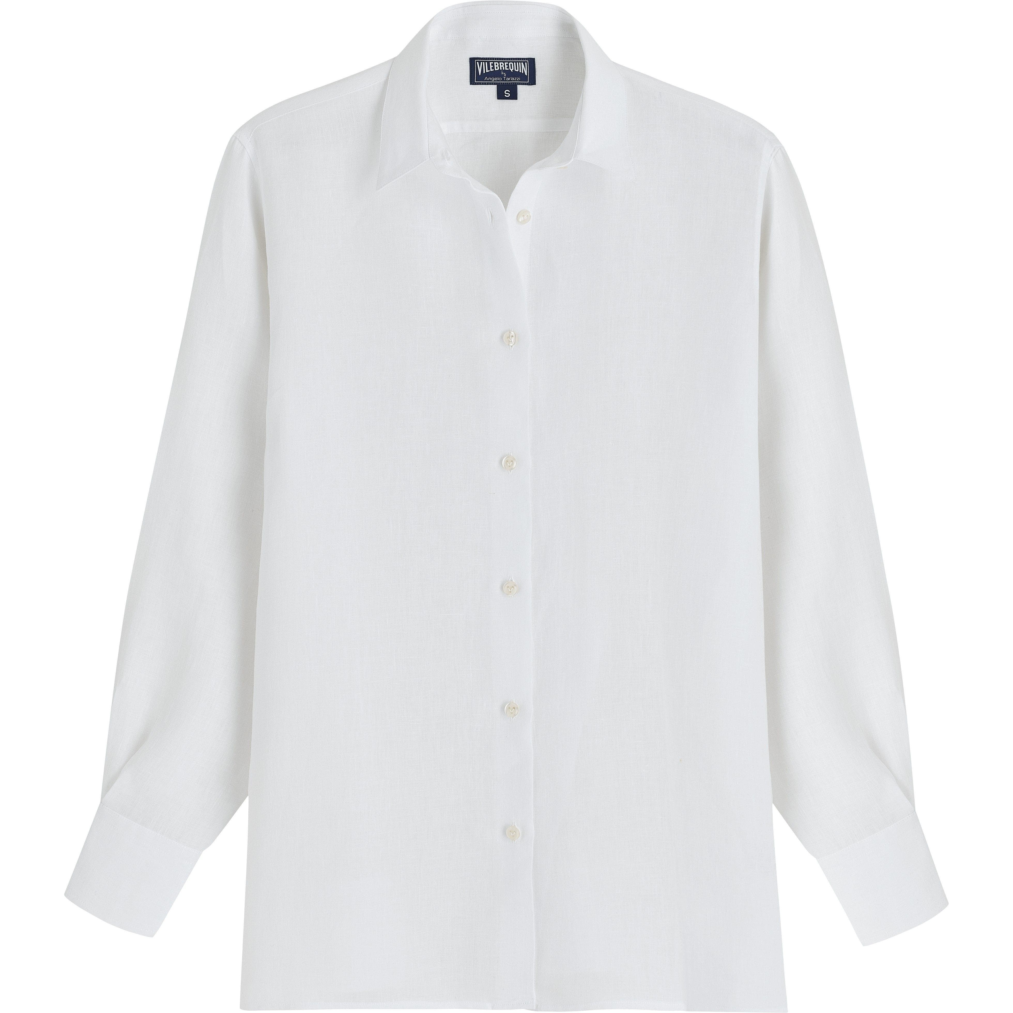 Women's Solid Linen Shirt- Vilebrequin X Angelo Tarlazzi in Blanc at Nordstrom - 3