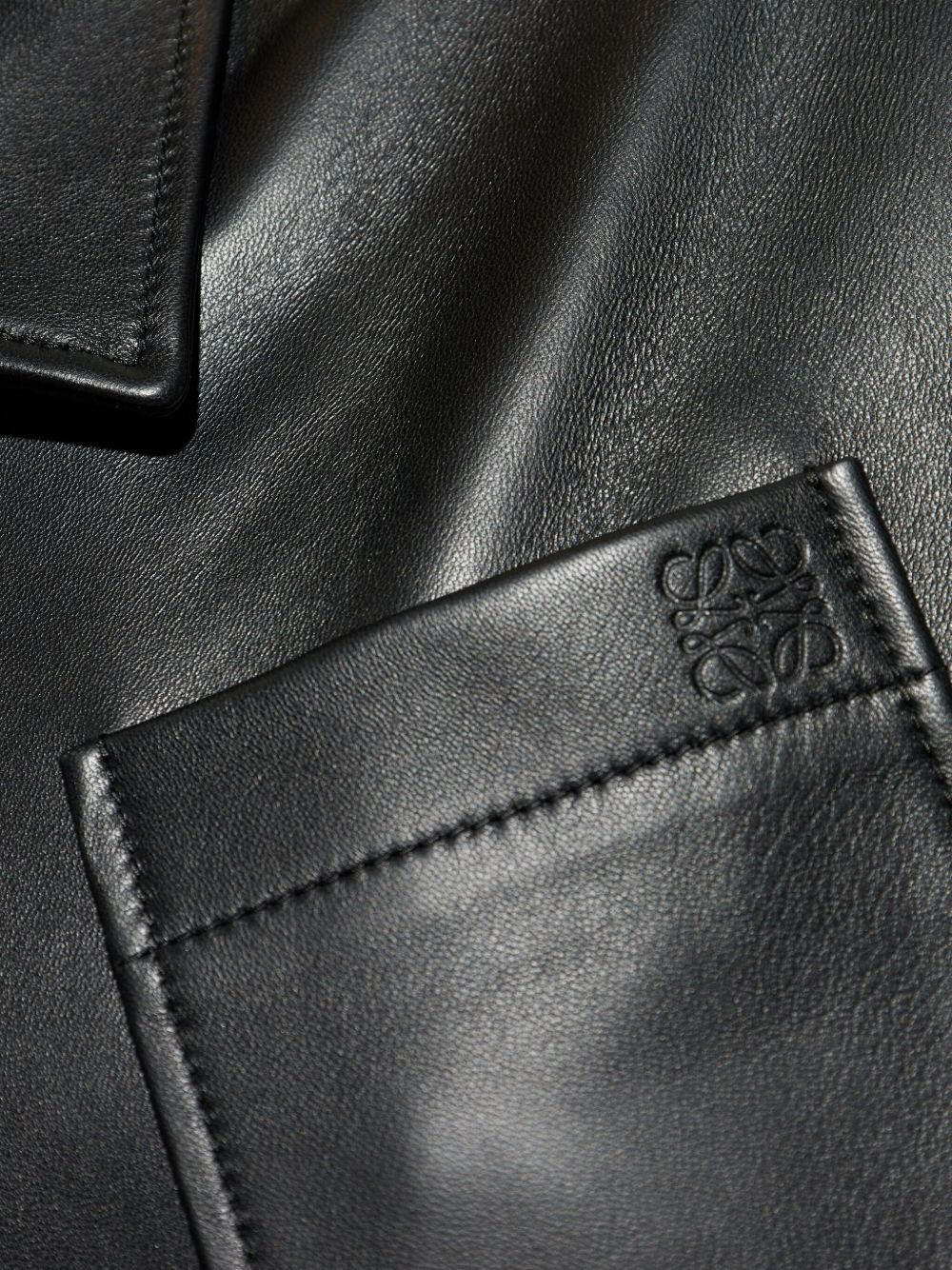 button-fastening pocket leather jacket - 5