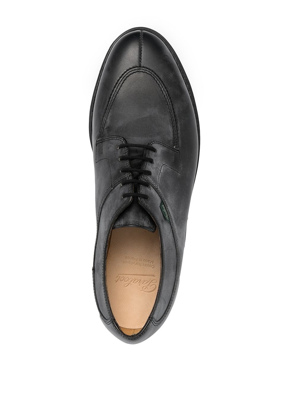 distressed leather lace-up shoes - 4