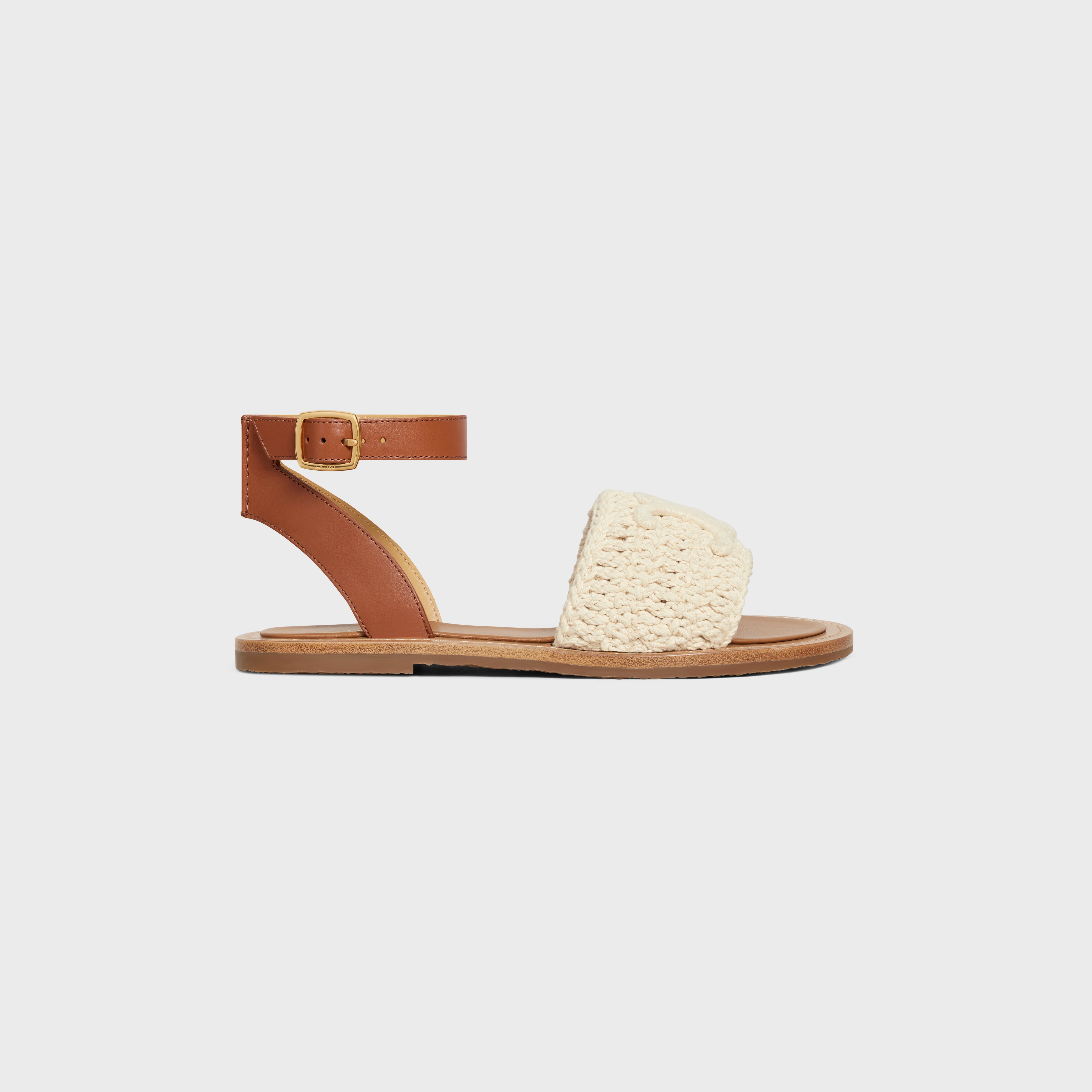 CELINE LYMPIA SANDAL in TRIOMPHE MACCRAMÉ COTTON & CALFSKIN - 1