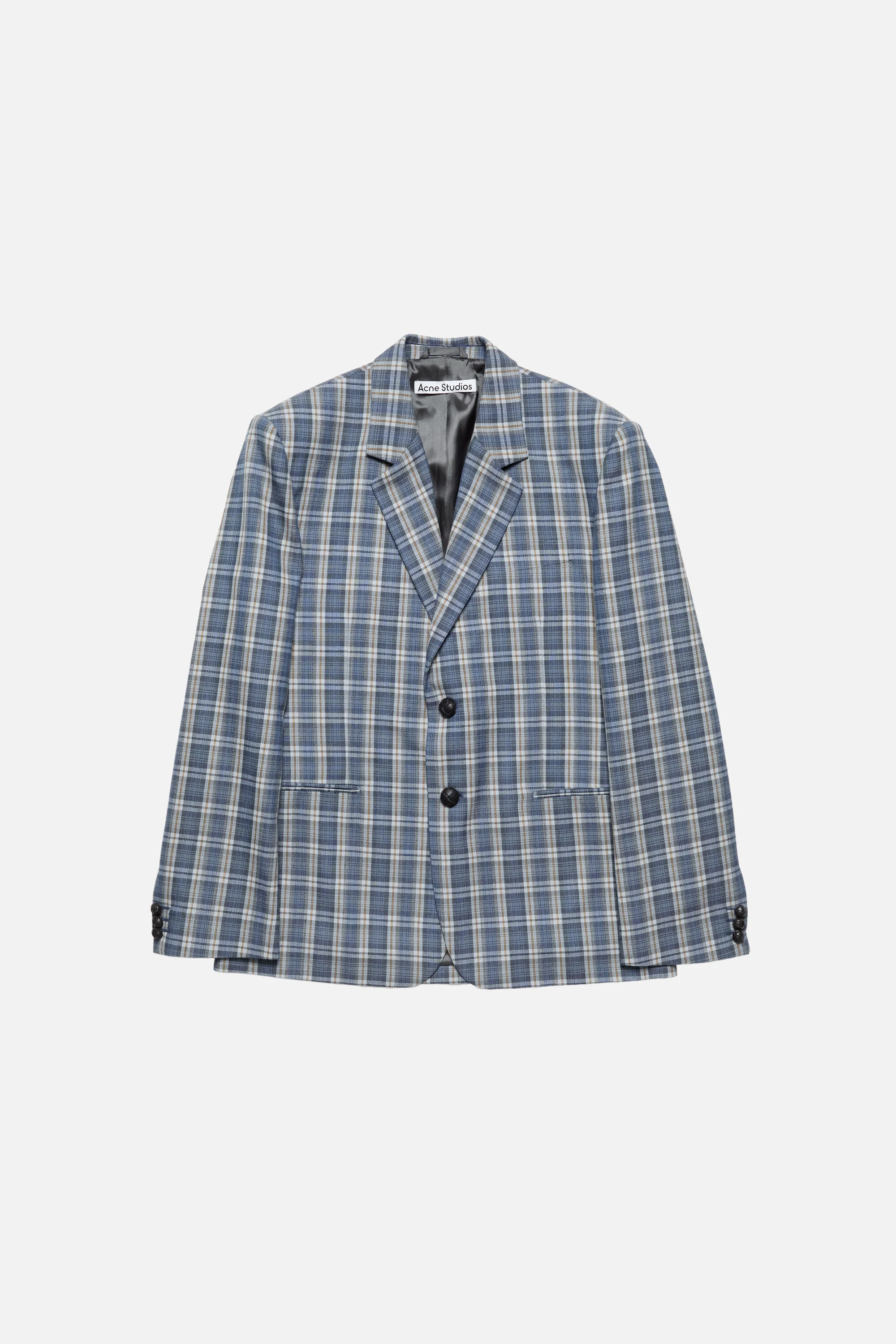 Checked wool suit jacket - Blue/yellow - 1