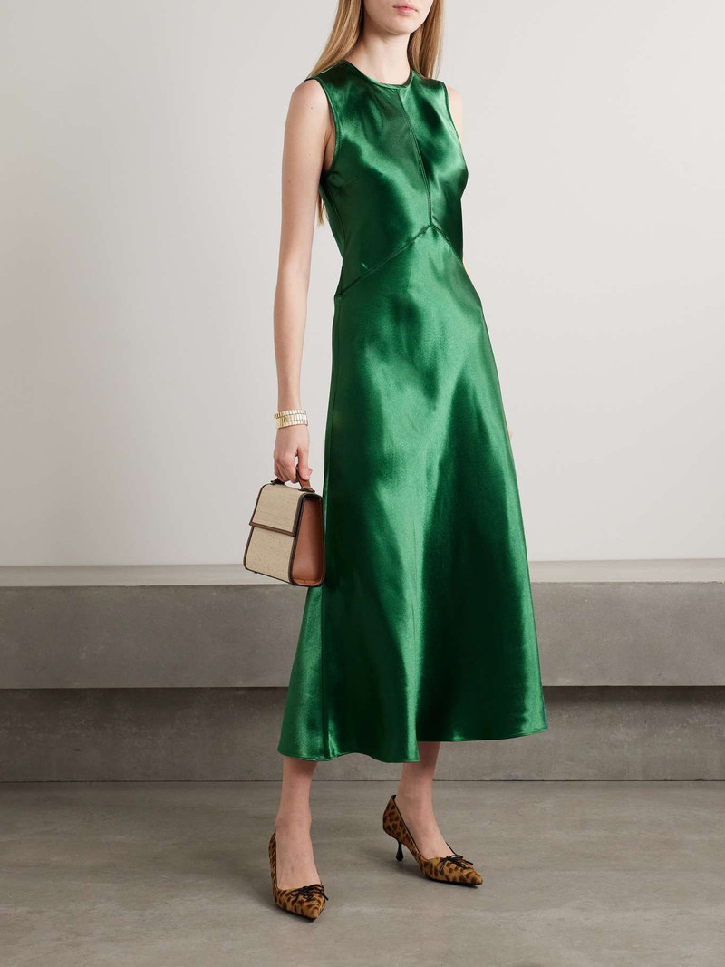 ULLA JOHNSON Lisbet satin midi dress Emerald outlook