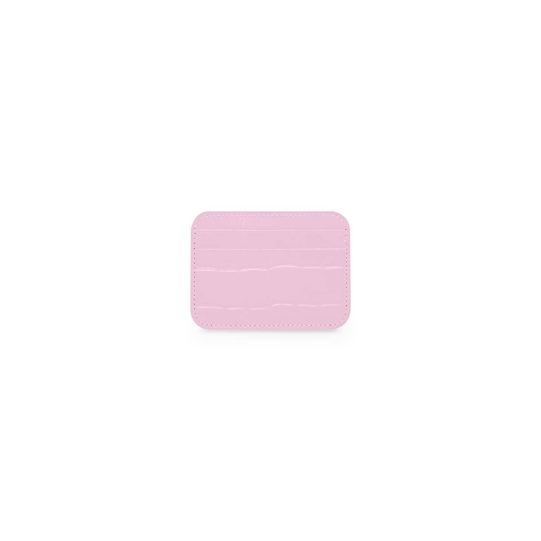 Women's Cash Card Holder Crocodile Embossed in Light Pink/black - 2