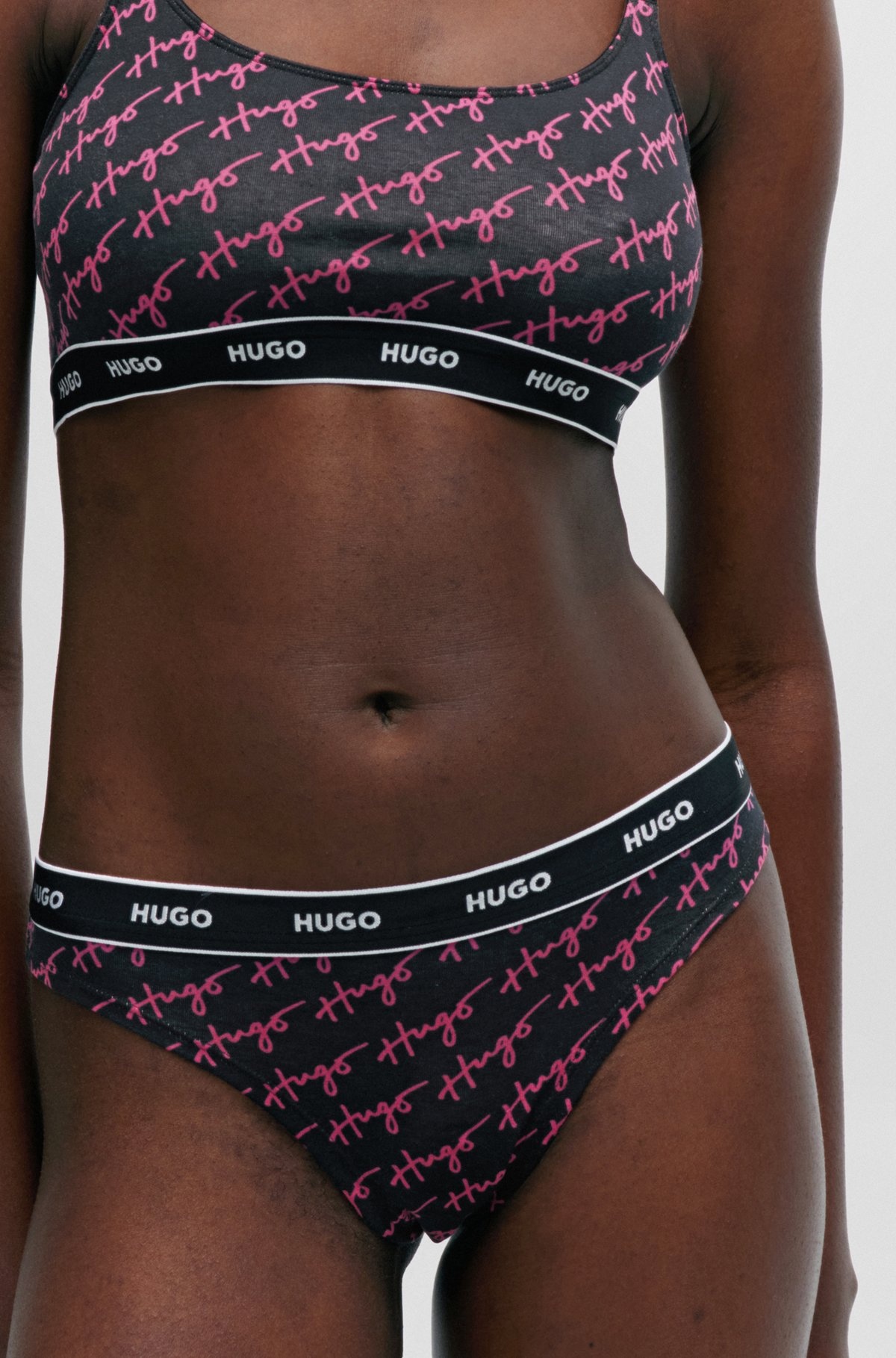 THREE-PACK OF STRETCH-COTTON THONGS WITH LOGO WAISTBANDS - 4