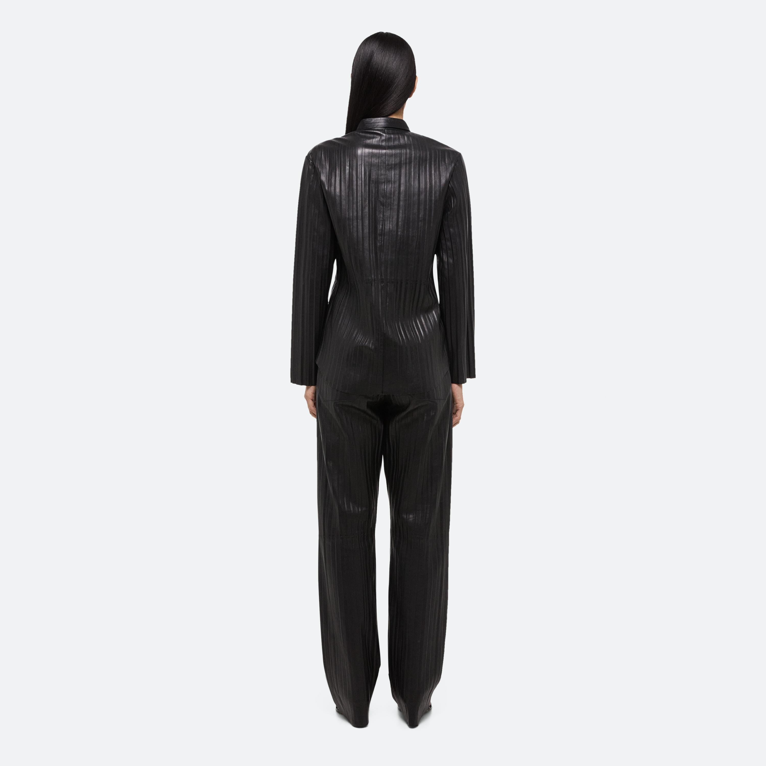PLEATED LEATHER CLASSIC SHIRT - 5