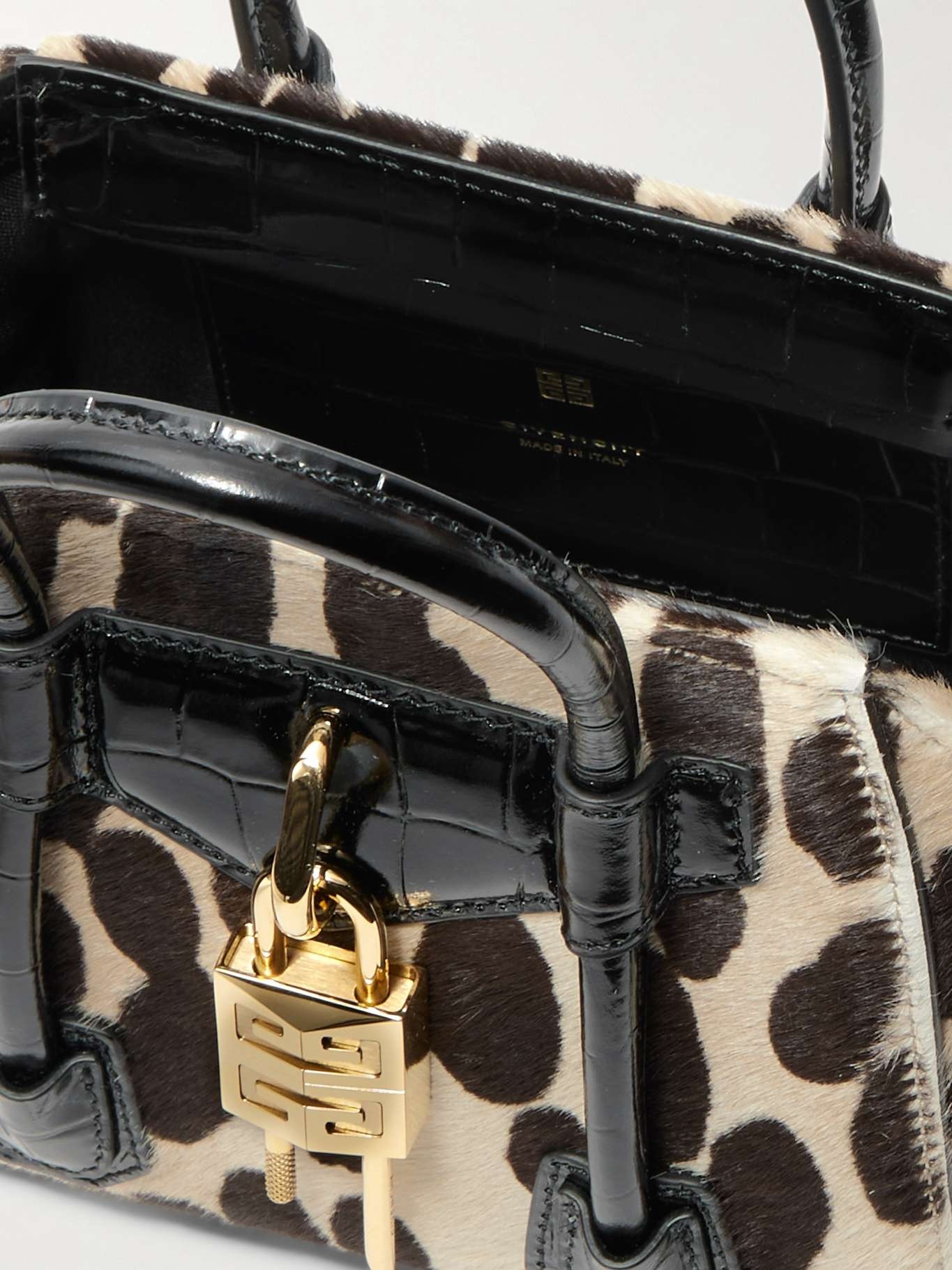 Givenchy Antigona Lock croc-effect patent leather-trimmed