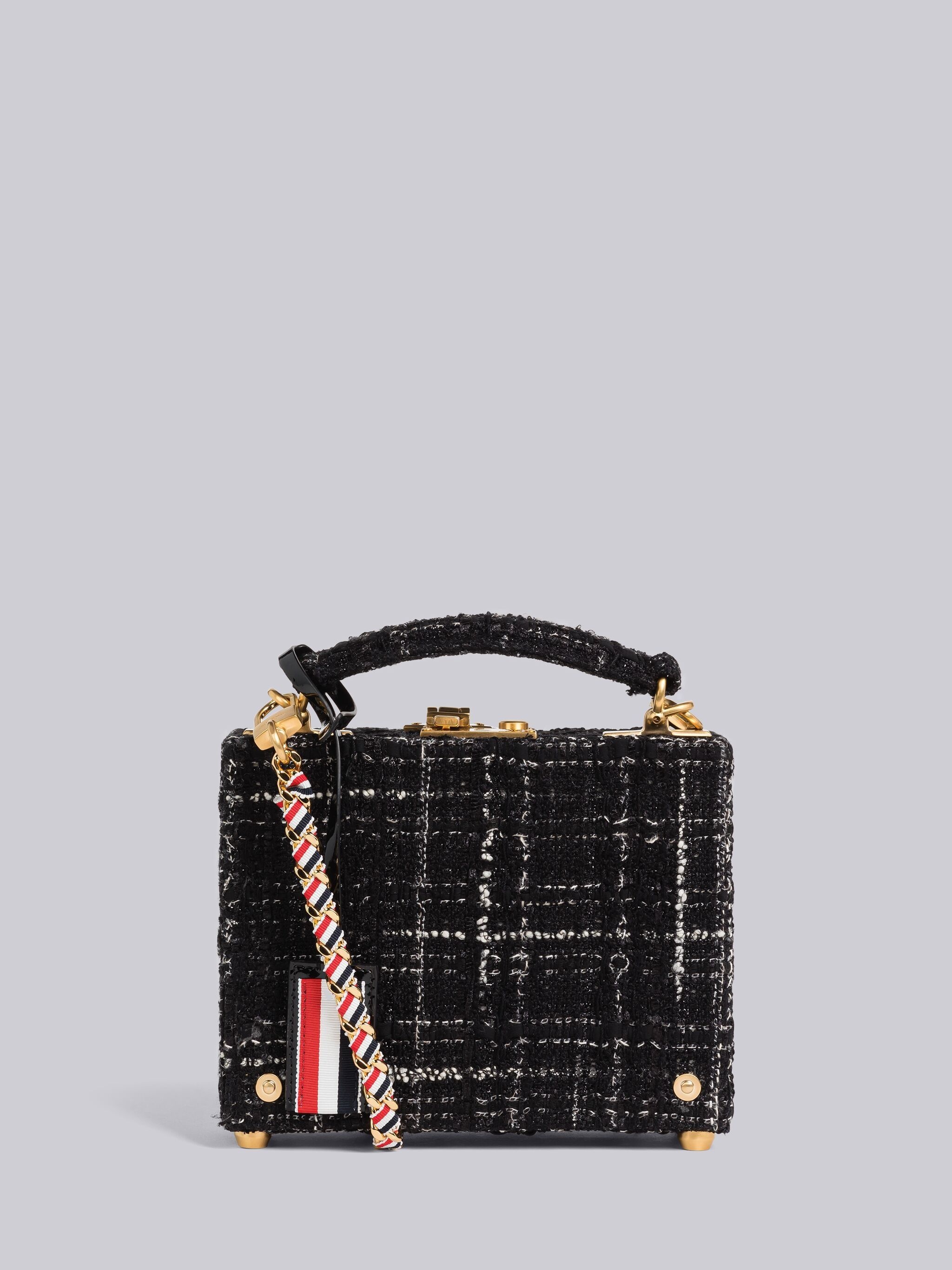 Plaid Ribbon Tweed Woven Chain Micro Attache Case - 1