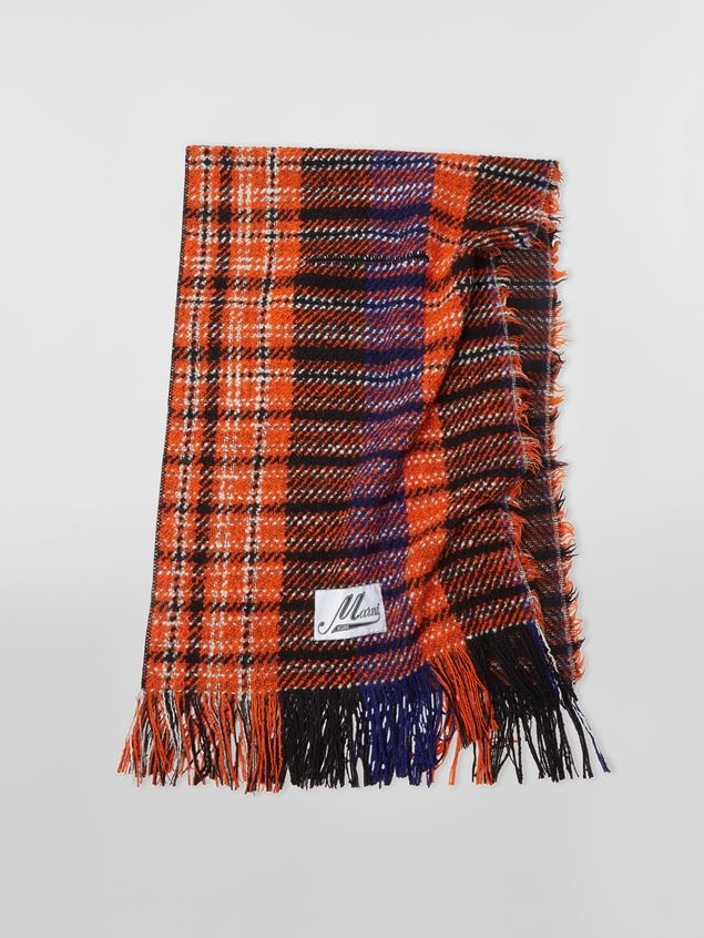 CHECK WOOL SCARF - 1