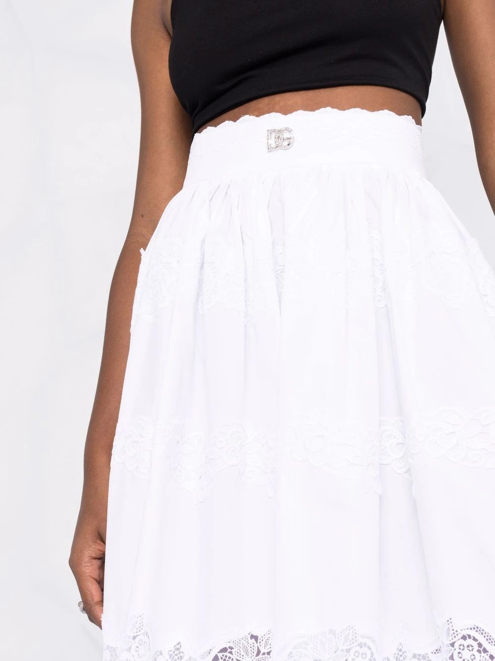 floral lace flared midi skirt - 3