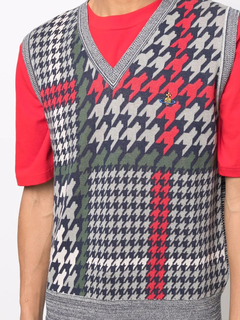 houndstooth V-neck vest - 5