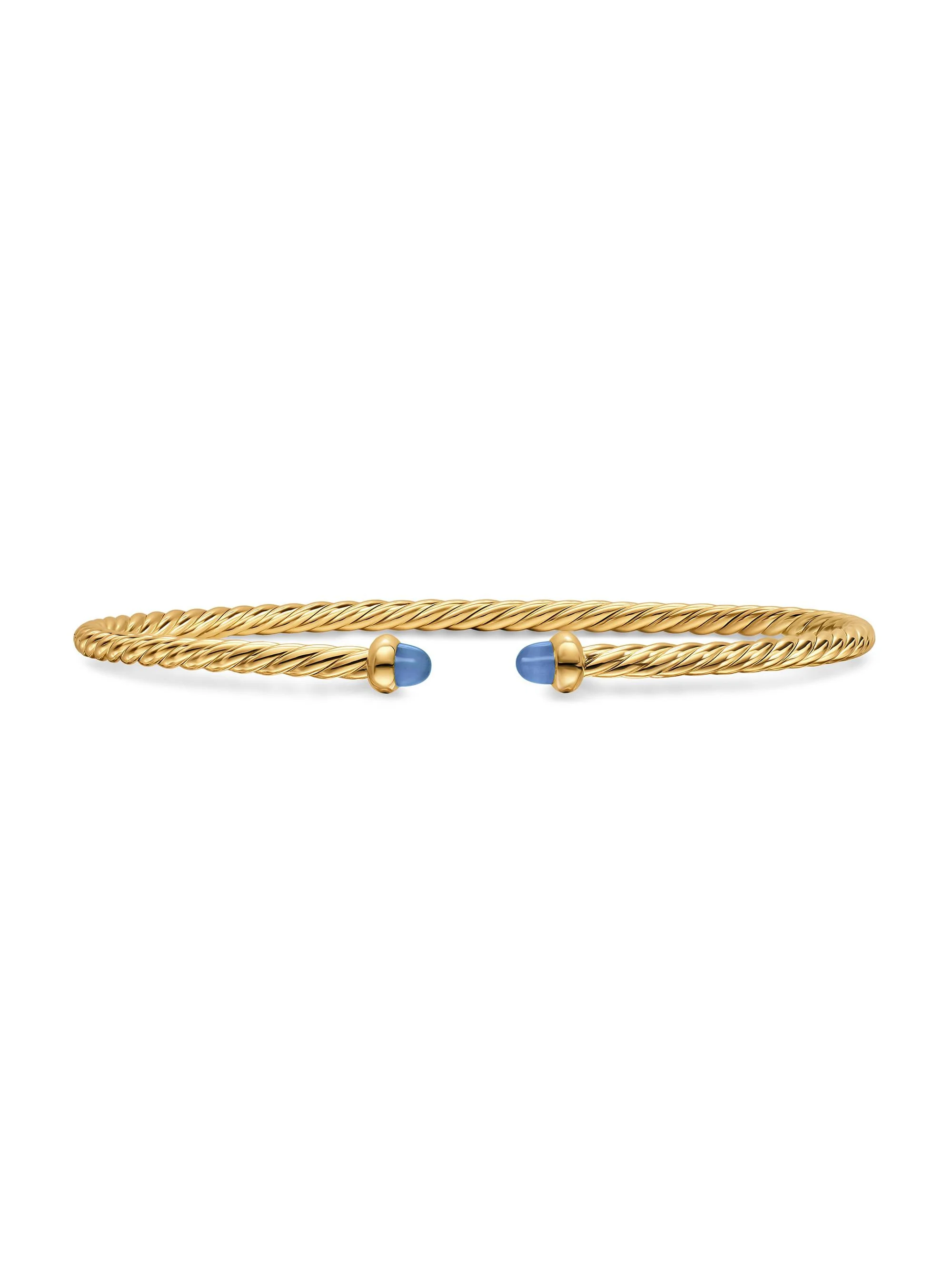 Women's Micro Cablespira Flex Bracelet in 18K Yellow Gold - Light Blue Sapphire - 1