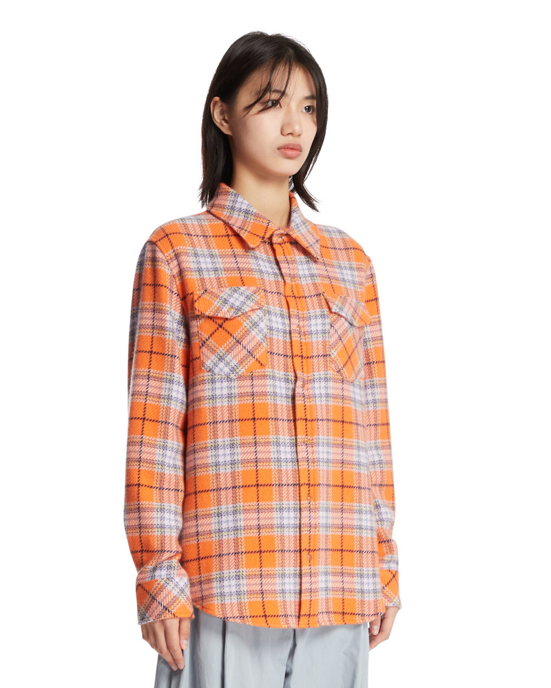 Orange Midnight Sun Tartan Cashmere Shirt 4