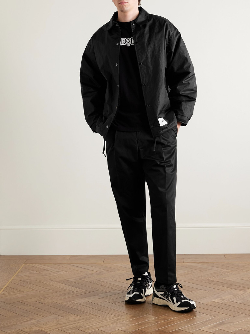 NEIGHBORHOOD Tapered Pleated Cotton and Linen-Blend Twill Trousers Black outlook