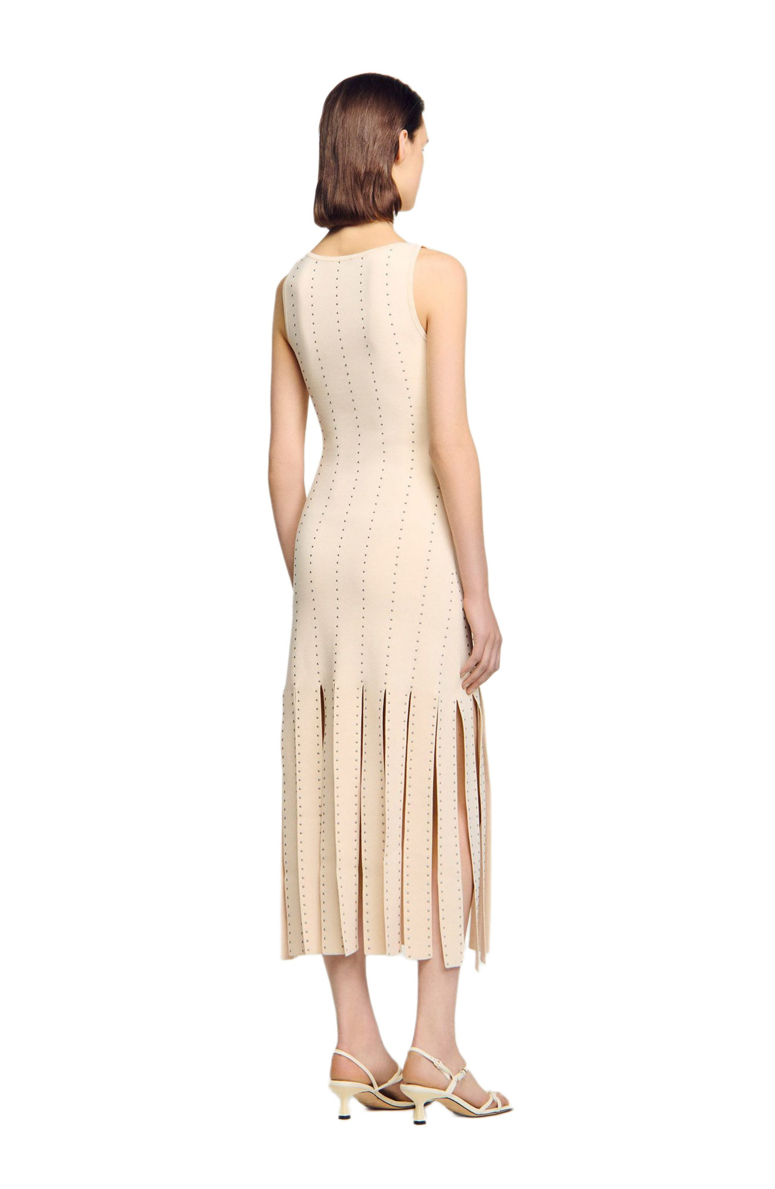 SANDRO Fringed knit maxi dress in Ecru at Nordstrom - 2