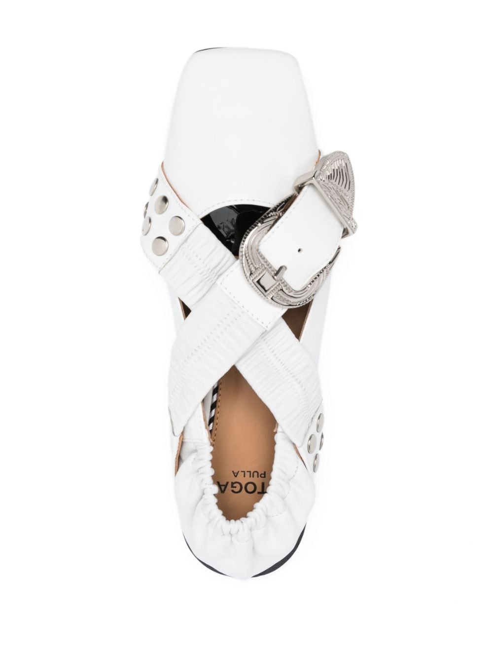 stud-embellished leather ballerina shoes - 4