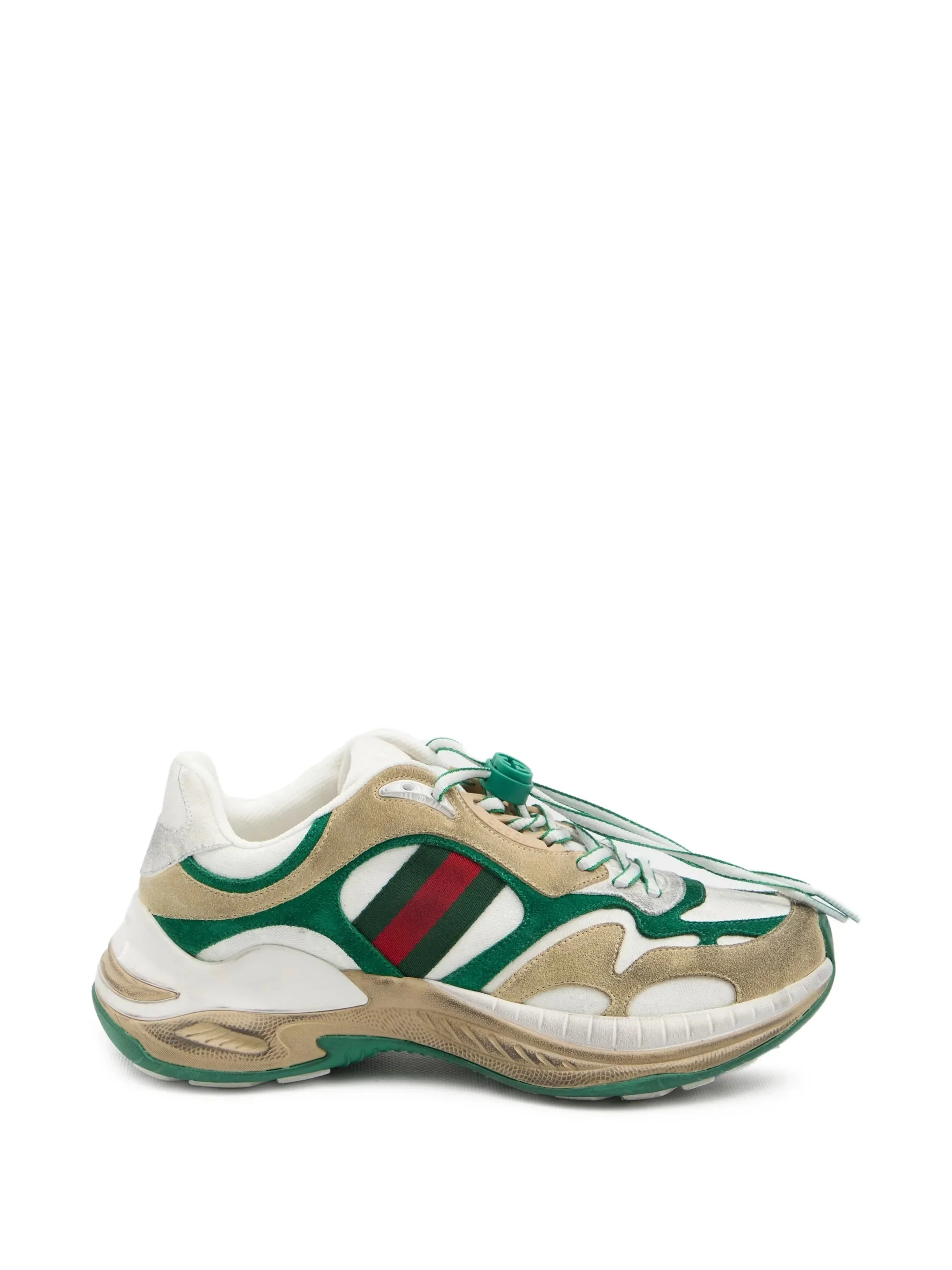 Gucci Drawstring Stripe Leather Sneakers - 1