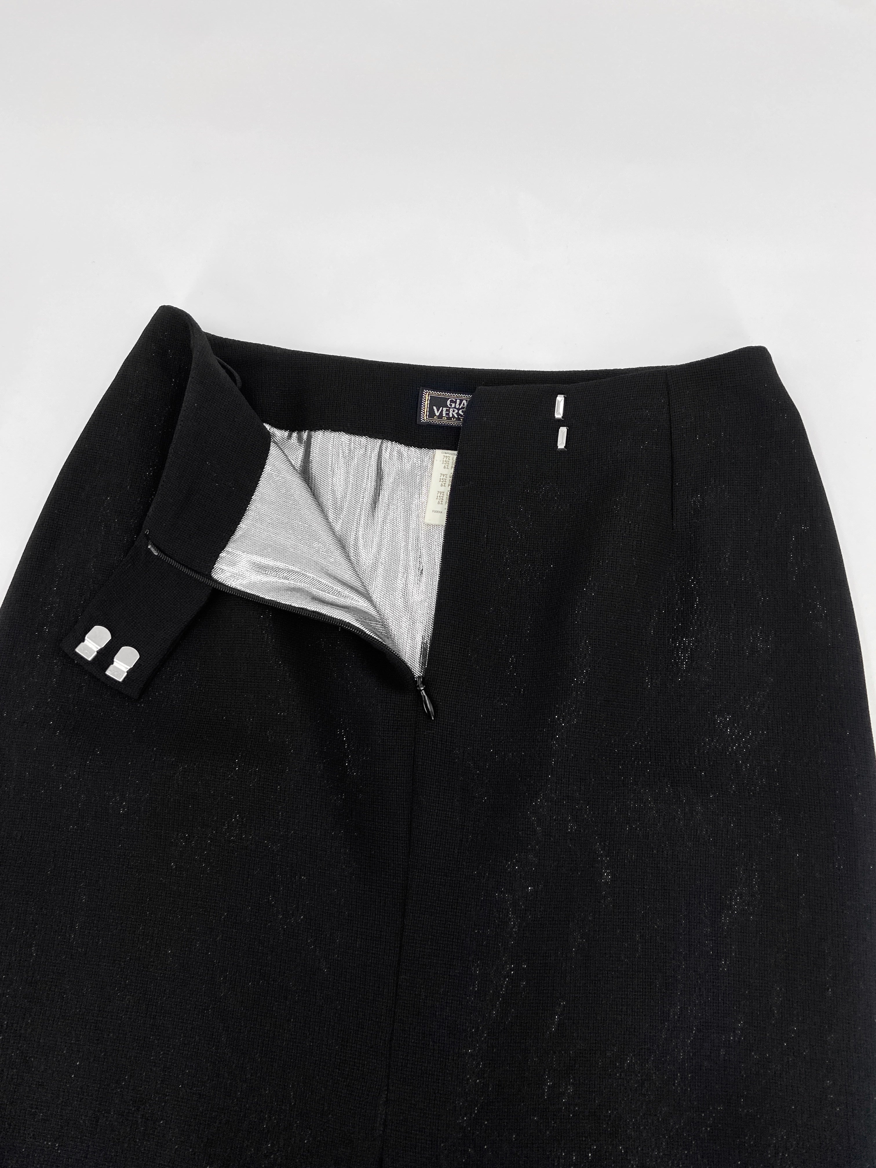Gianni Versace 90s Glitter Silver Lining Blazer Jacket Skirt Set - 17