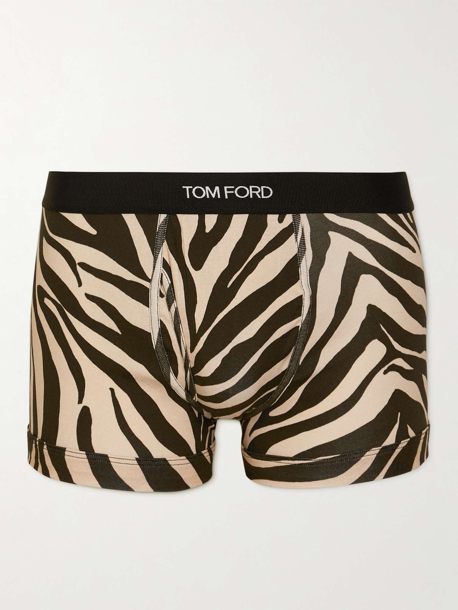 Zebra-Print Stretch-Cotton Boxer Briefs - 1