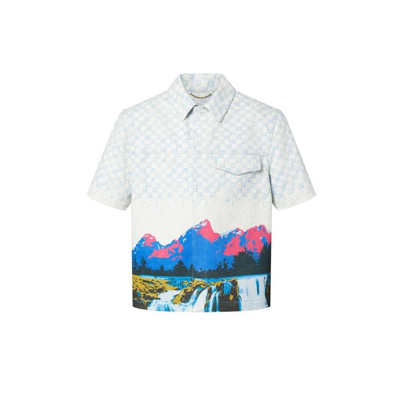 Landscape Short-Sleeved Denim Shirt - 1