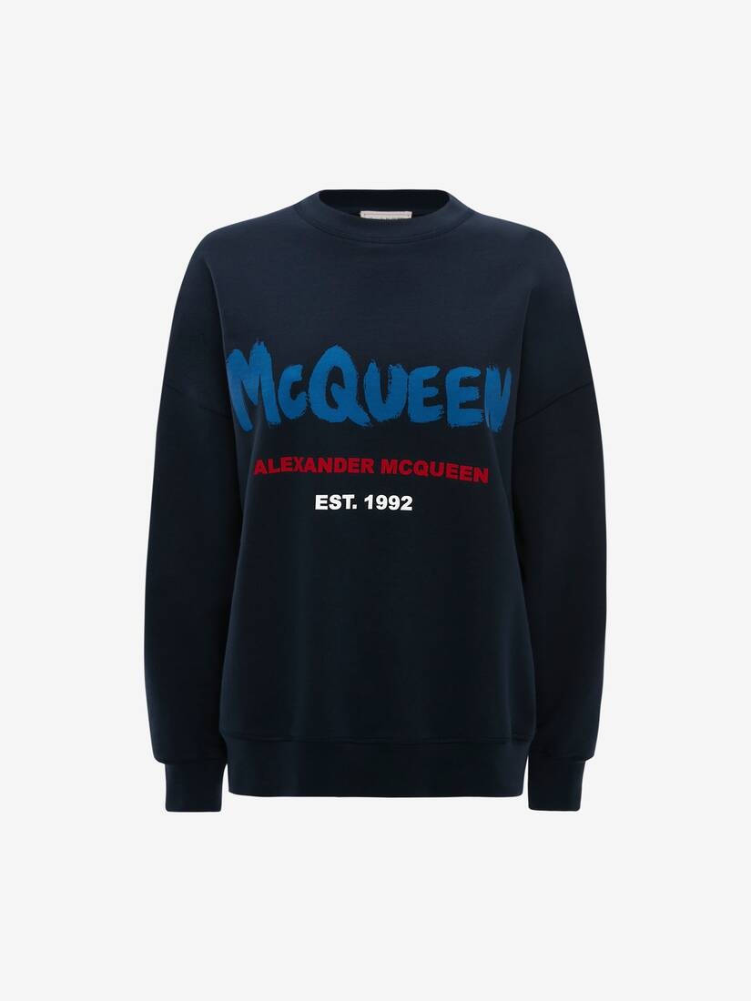 Mcqueen Graffiti Sweatshirt in Navy - 1
